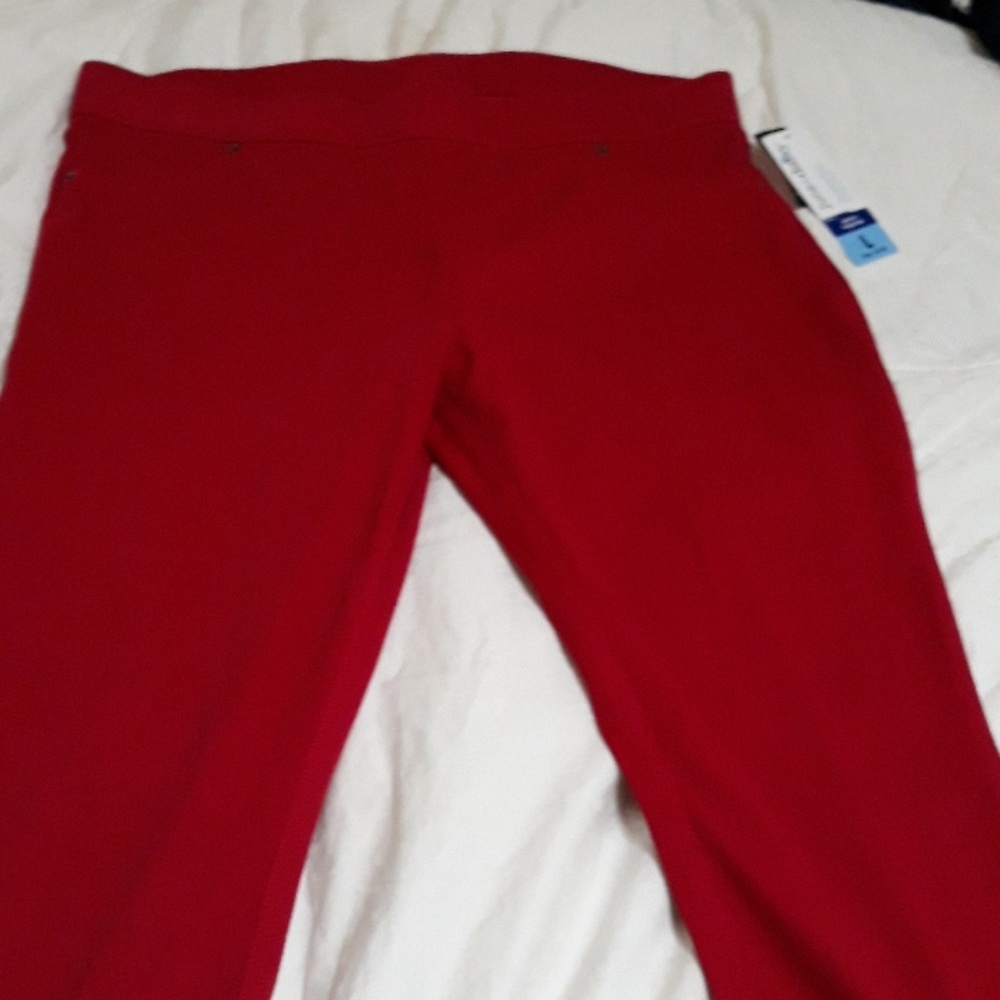 June & Daisy Red denim leggings L